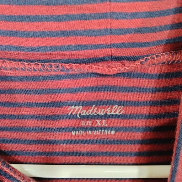Madewell Turtleneck Top Womens Size XL Blue Red Striped Casual Long Sleeve - Picture 7 of 12